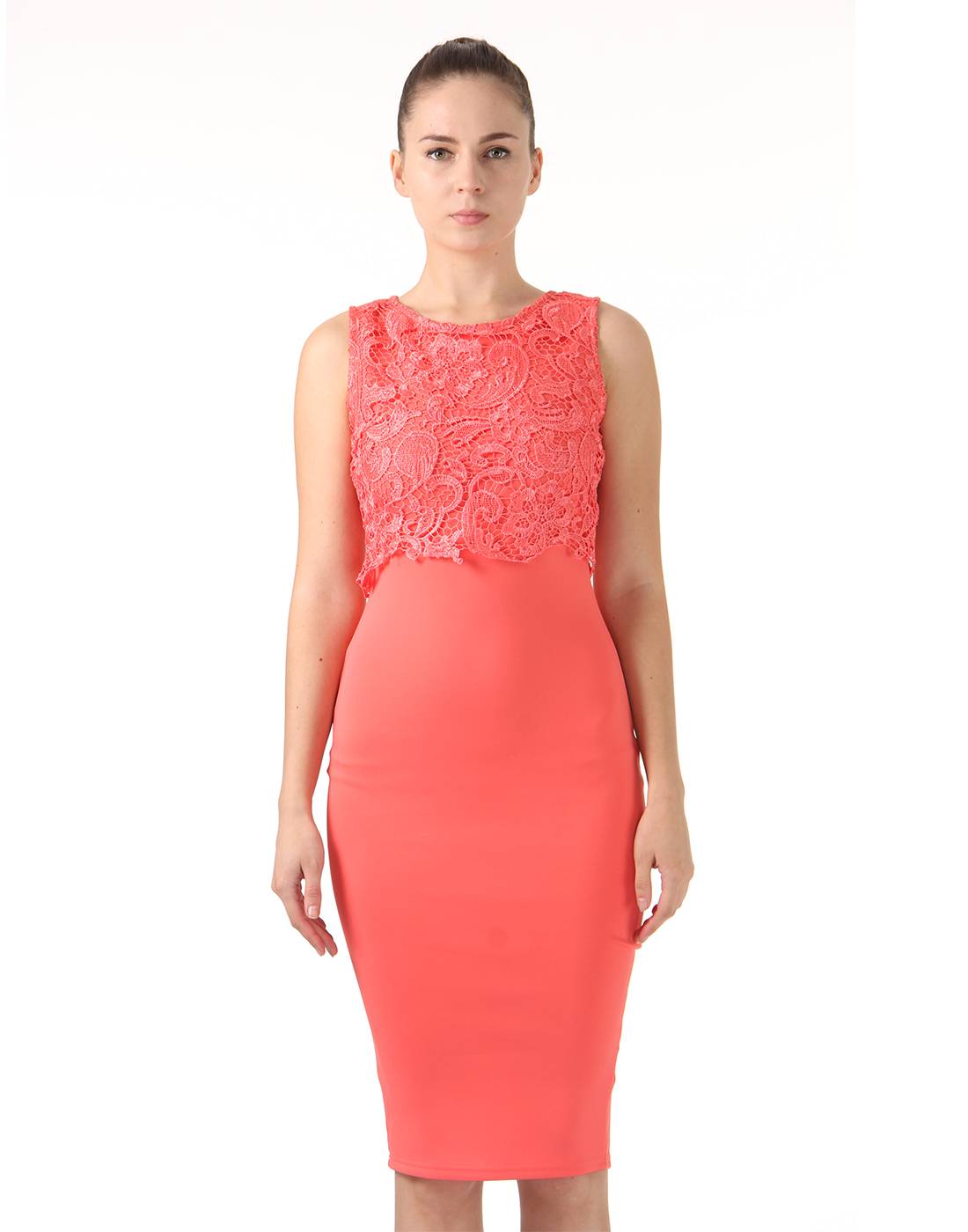 Ax Paris Women Party Orange Bodycon Dress